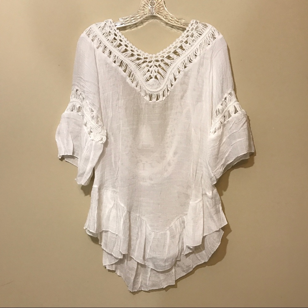 Pom Pom Crochet Boho Festival Beach Swim Cover Up - Picture 6 of 7